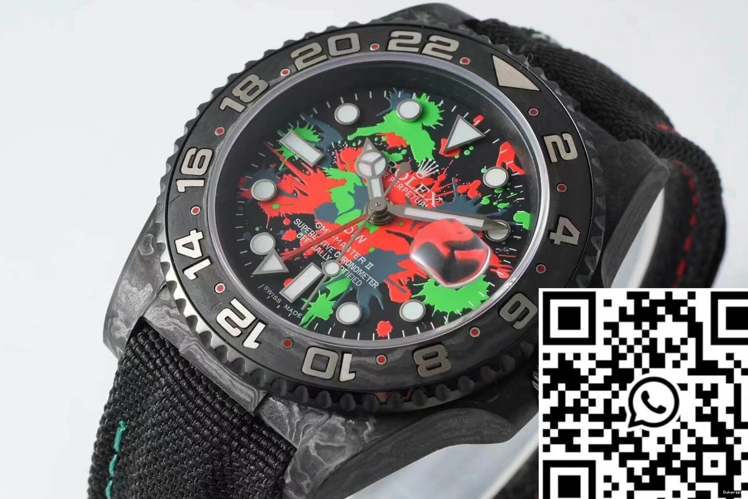 Black Rolex GMT-MASTER Strap Dial Fiber II Color Fabric Diw Carbon 0412